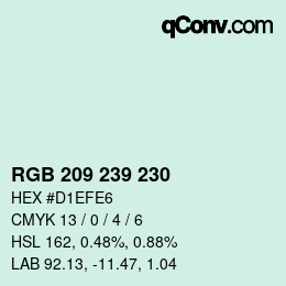 Color code: RGB 209 239 230 | qconv.com