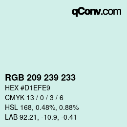 Code couleur: RGB 209 239 233 | qconv.com