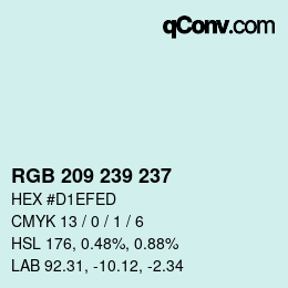 Color code: RGB 209 239 237 | qconv.com