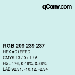 カラーコード: RGB 209 239 237 | qconv.com