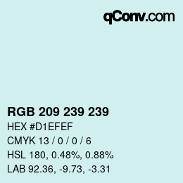 カラーコード: RGB 209 239 239 | qconv.com