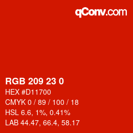 カラーコード: RGB 209 23 0 | qconv.com