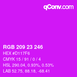 Color code: RGB 209 23 246 | qconv.com