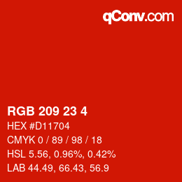 カラーコード: RGB 209 23 4 | qconv.com
