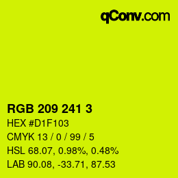 カラーコード: RGB 209 241 3 | qconv.com