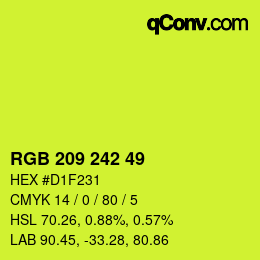 カラーコード: RGB 209 242 49 | qconv.com