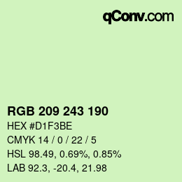 Color code: RGB 209 243 190 | qconv.com