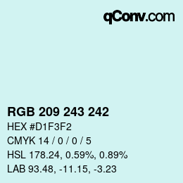 カラーコード: RGB 209 243 242 | qconv.com