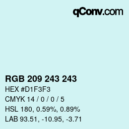 Color code: RGB 209 243 243 | qconv.com