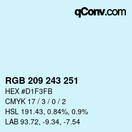 Color code: RGB 209 243 251 | qconv.com