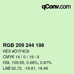 カラーコード: RGB 209 244 198 | qconv.com