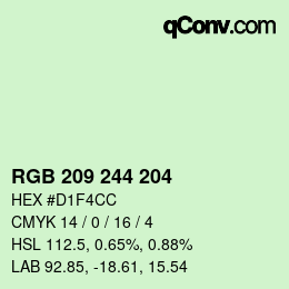 カラーコード: RGB 209 244 204 | qconv.com