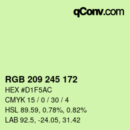 カラーコード: RGB 209 245 172 | qconv.com
