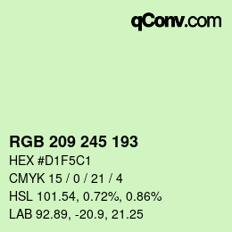 Color code: RGB 209 245 193 | qconv.com
