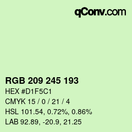 Color code: RGB 209 245 193 | qconv.com