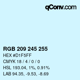 Color code: RGB 209 245 255 | qconv.com