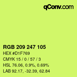颜色代码: RGB 209 247 105 | qconv.com