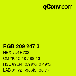 颜色代码: RGB 209 247 3 | qconv.com
