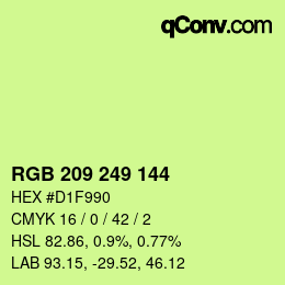 颜色代码: RGB 209 249 144 | qconv.com