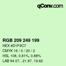 カラーコード: RGB 209 249 199 | qconv.com