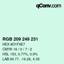 カラーコード: RGB 209 249 231 | qconv.com