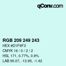 Color code: RGB 209 249 243 | qconv.com