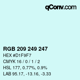 カラーコード: RGB 209 249 247 | qconv.com