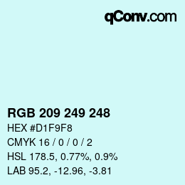 Color code: RGB 209 249 248 | qconv.com