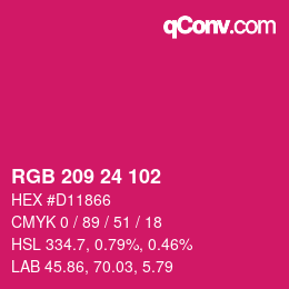 カラーコード: RGB 209 24 102 | qconv.com