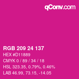 カラーコード: RGB 209 24 137 | qconv.com