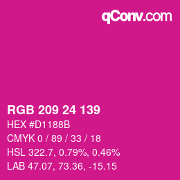 カラーコード: RGB 209 24 139 | qconv.com