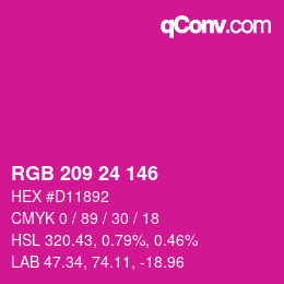 カラーコード: RGB 209 24 146 | qconv.com