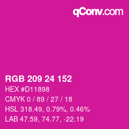 カラーコード: RGB 209 24 152 | qconv.com