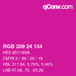 カラーコード: RGB 209 24 154 | qconv.com