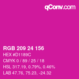 カラーコード: RGB 209 24 156 | qconv.com