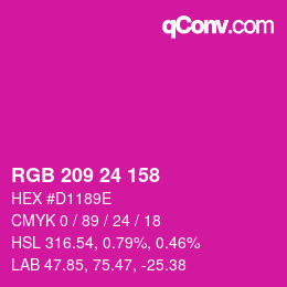 Color code: RGB 209 24 158 | qconv.com