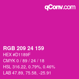 カラーコード: RGB 209 24 159 | qconv.com