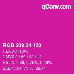 Color code: RGB 209 24 160 | qconv.com