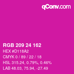 カラーコード: RGB 209 24 162 | qconv.com