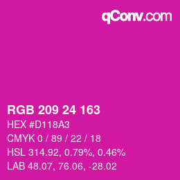 カラーコード: RGB 209 24 163 | qconv.com