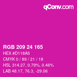 カラーコード: RGB 209 24 165 | qconv.com