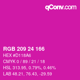 Color code: RGB 209 24 166 | qconv.com