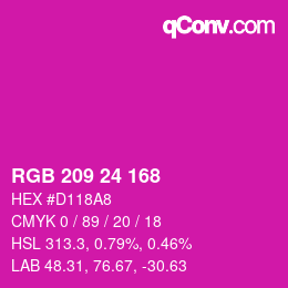 Color code: RGB 209 24 168 | qconv.com