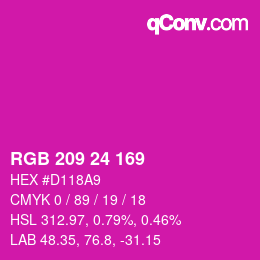 カラーコード: RGB 209 24 169 | qconv.com
