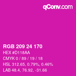 カラーコード: RGB 209 24 170 | qconv.com
