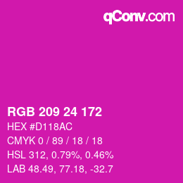 カラーコード: RGB 209 24 172 | qconv.com