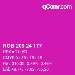 カラーコード: RGB 209 24 177 | qconv.com