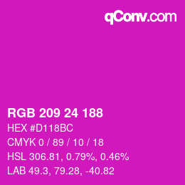 Color code: RGB 209 24 188 | qconv.com