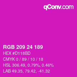 Color code: RGB 209 24 189 | qconv.com