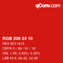 カラーコード: RGB 209 24 19 | qconv.com